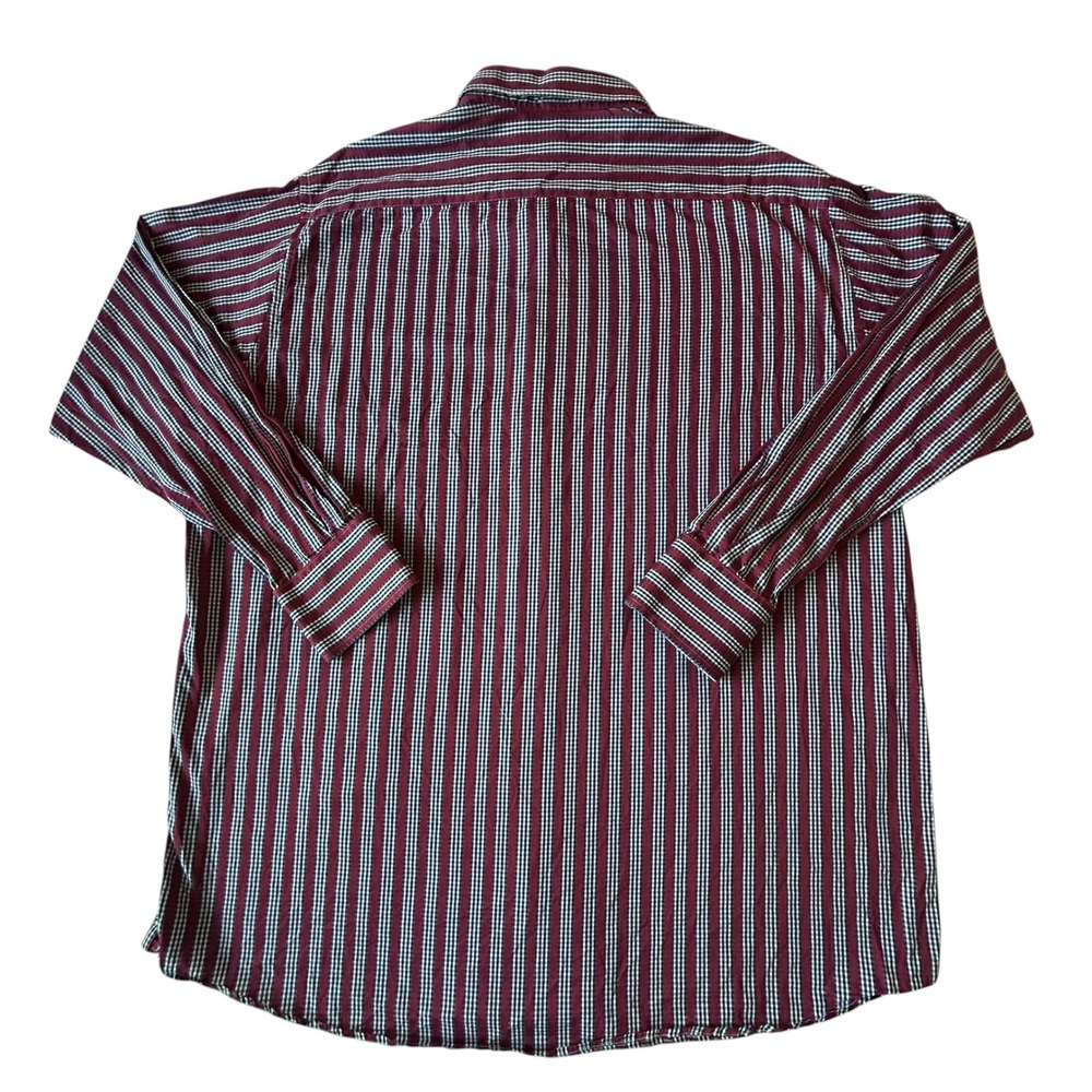 Luchiano Visconti Black Mens Striped Shirt 2 Ply Mercerized Cotton Burgundy XL - Picture 3 of 8
